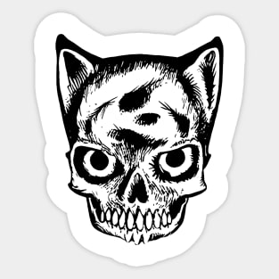 cat skull king pet cemetery classic kitty design evil cute cat happy death Sticker